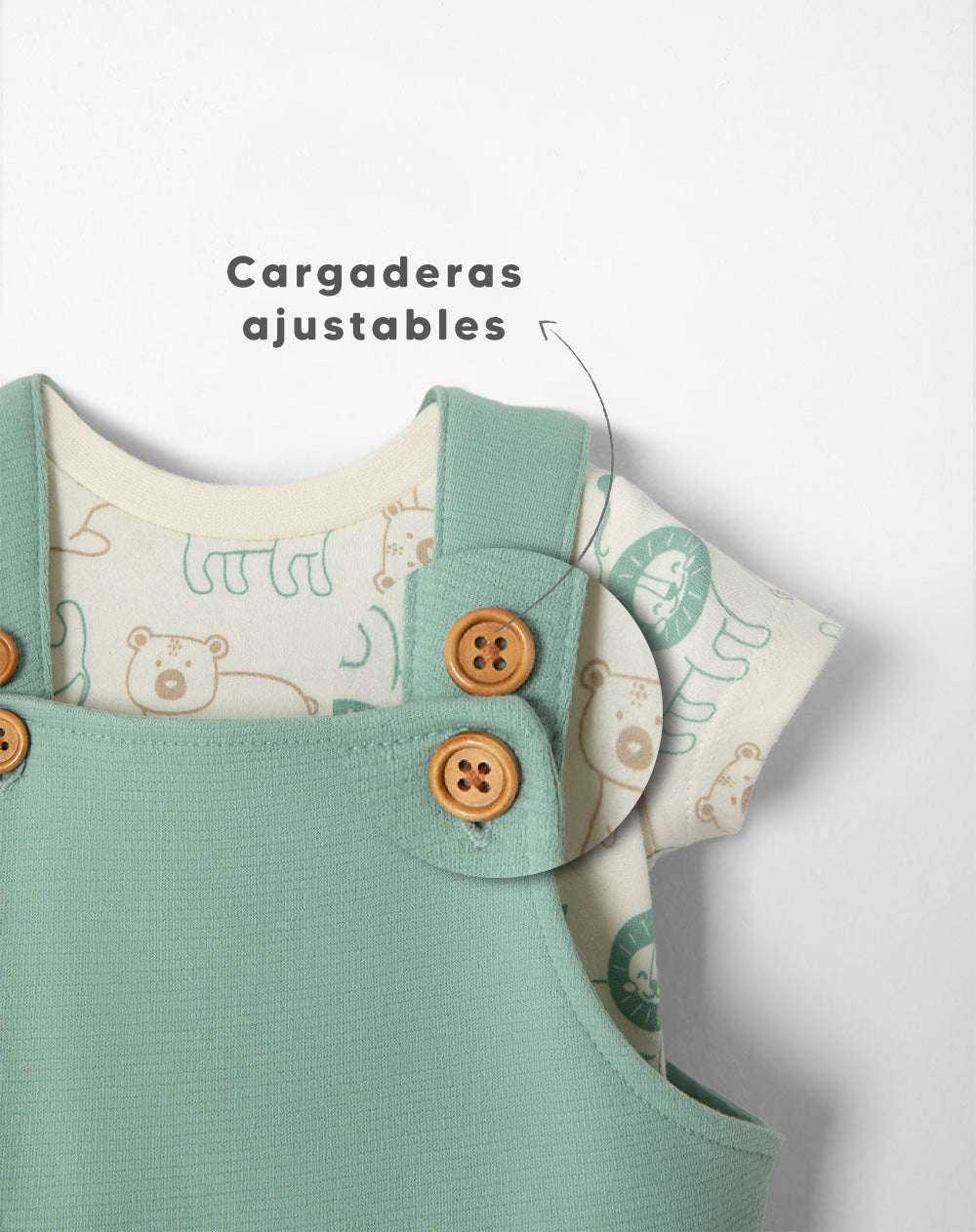 Conjunto overol manga corta verde