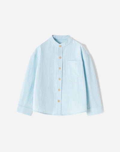 Camisa manga larga algodón azul niño