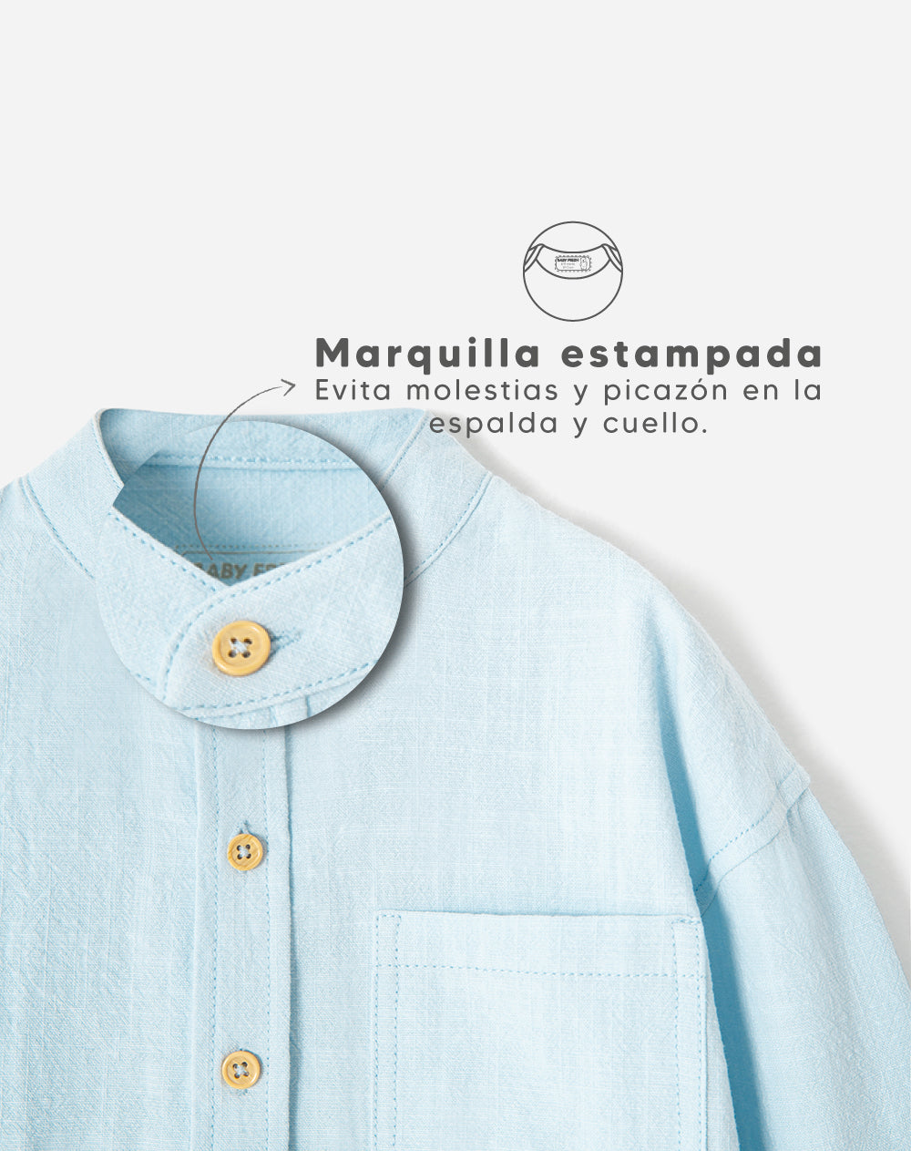 Camisa manga larga algodón azul niño