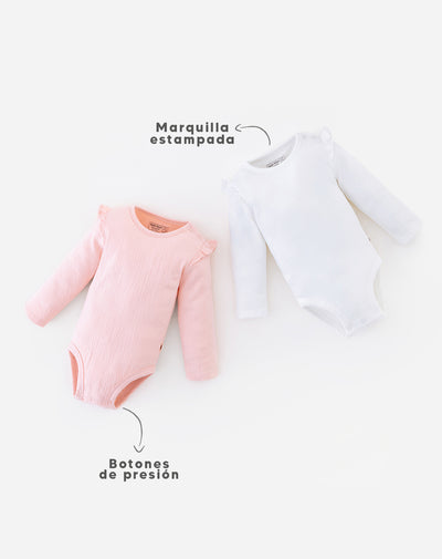 2 bodys cuello redondo manga larga surtido