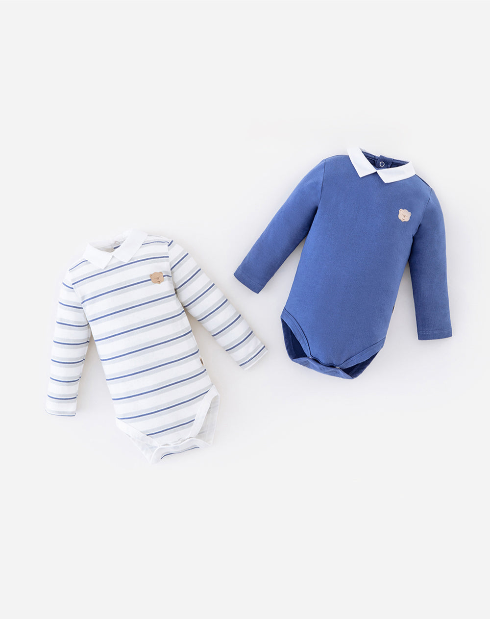 2 bodys cuello tipo polo manga larga surtido
