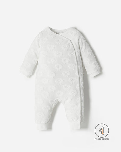 Enterizo largo bebé unisex botones a presión blanco