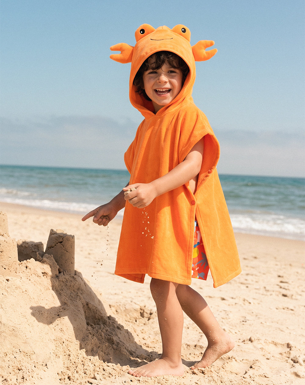Toalla tipo poncho algodón naranja