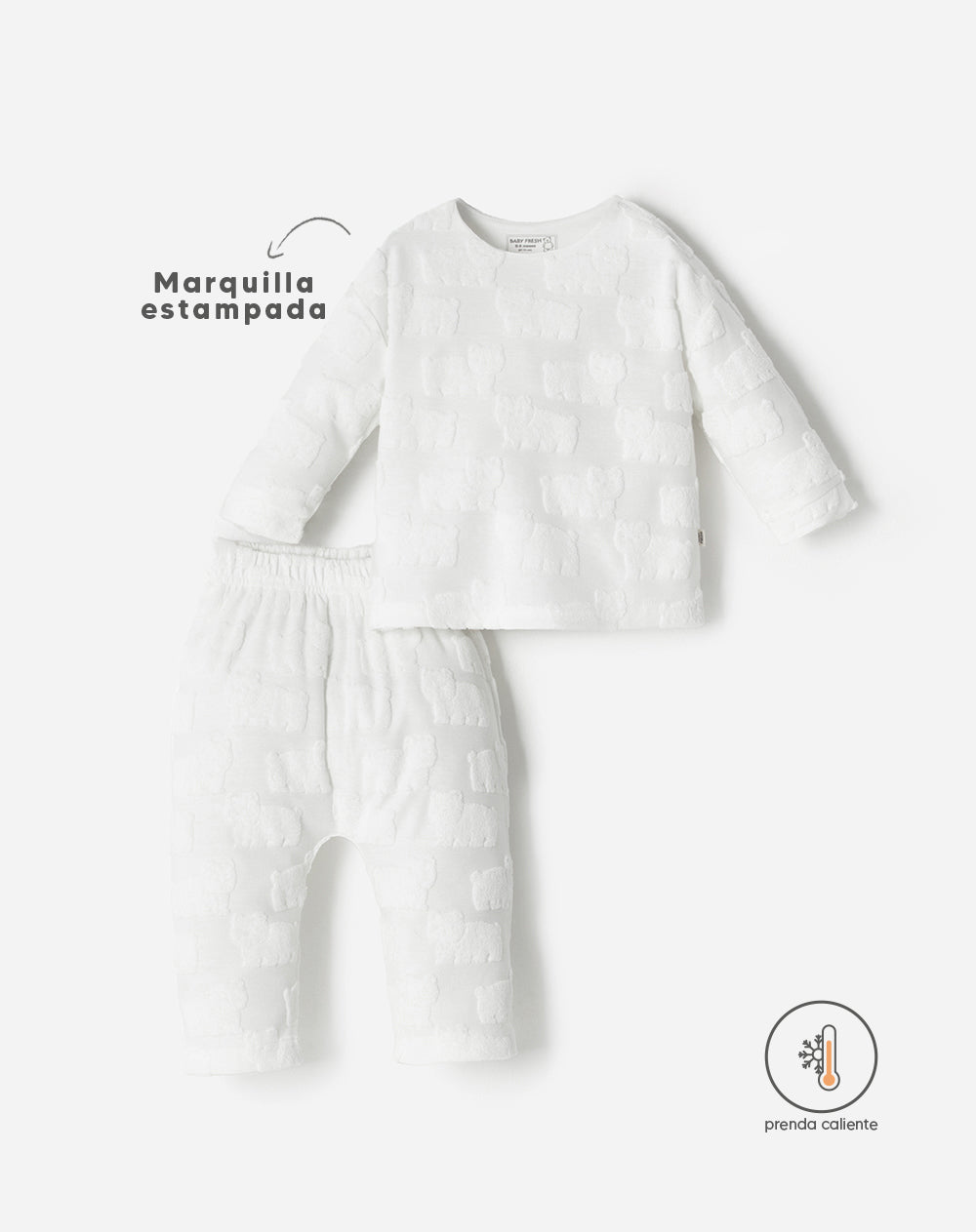 Conjunto pantalon largo manga larga blanco