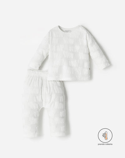 Conjunto bebé unisex buzo + pantalón blanco