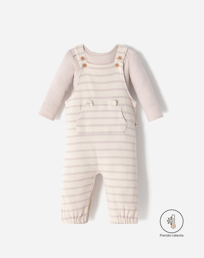 Conjunto bebé unisex body + overol largo