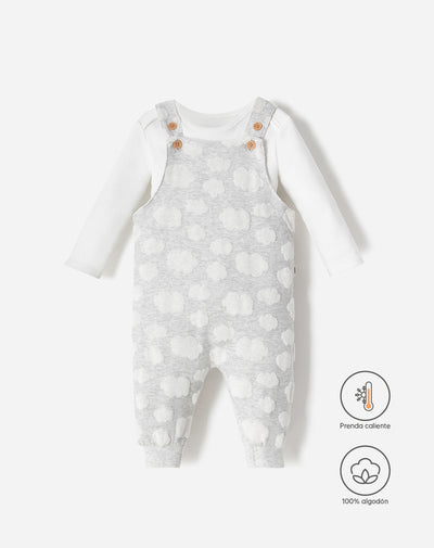 Conjunto bebé unisex body + overol largo