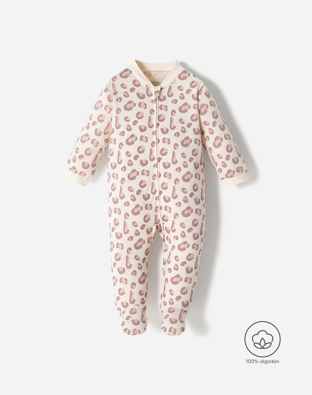 Pijama bebé niña algodón cierre doble sentido beige