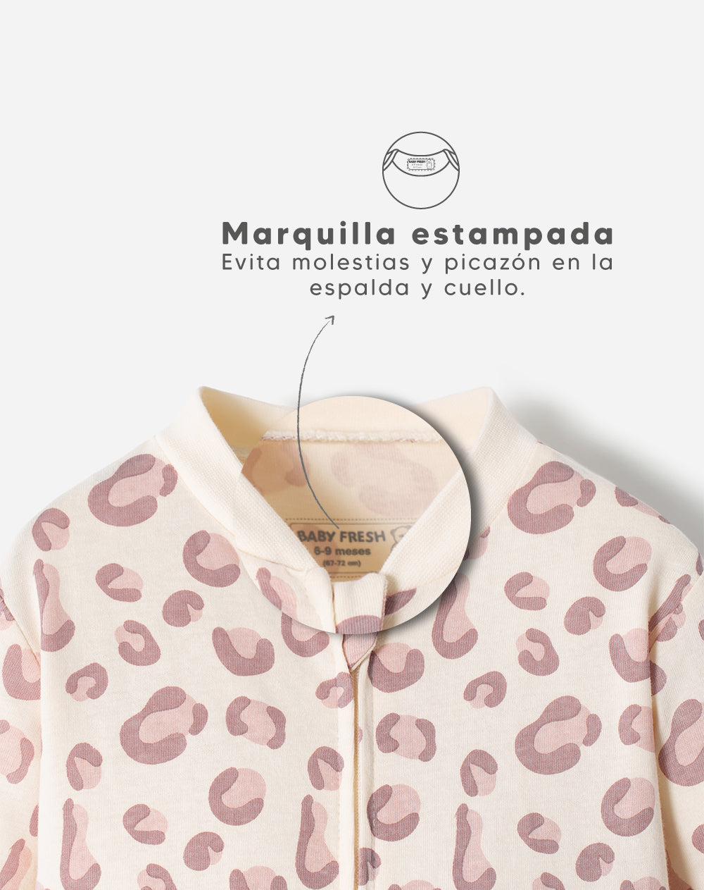 Pijama bebé niña algodón cierre doble sentido beige