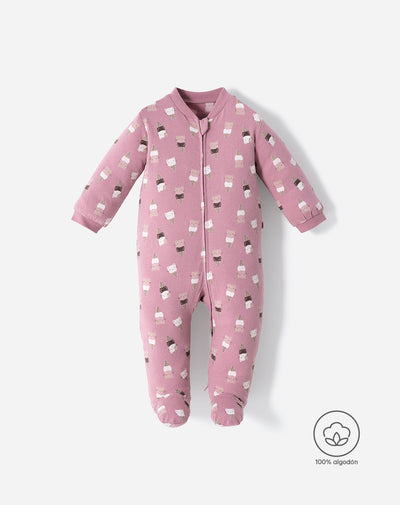 Pijama algodón cierre doble sentido estampada bebé niña
