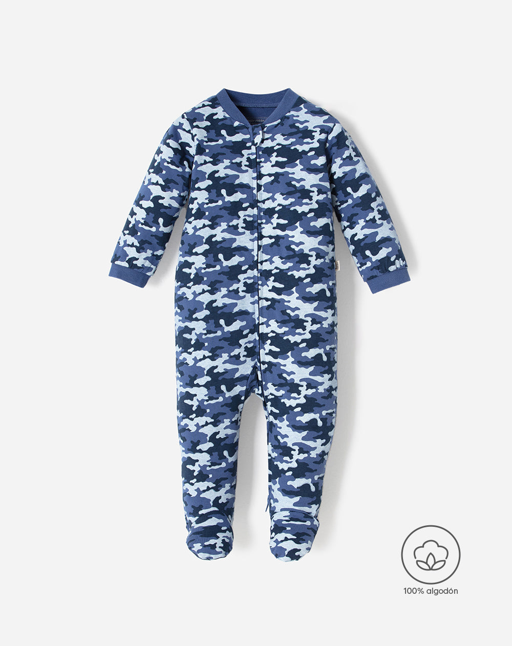 Pijama bebé niño cierre doble sentido manga larga azul camuflada