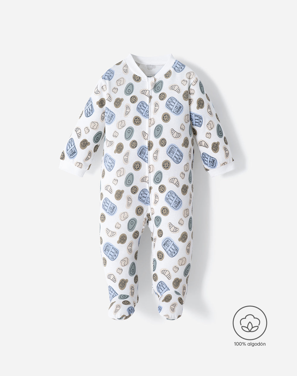 Pijama regular fit manga larga blanca