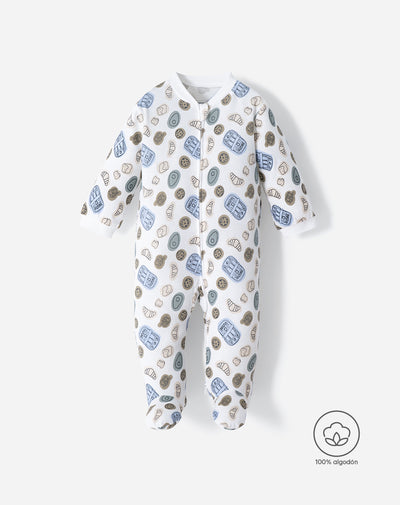 Pijama regular fit manga larga blanca