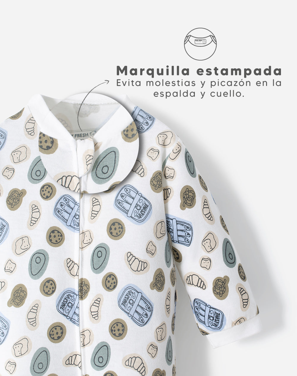 Pijama regular fit manga larga blanca