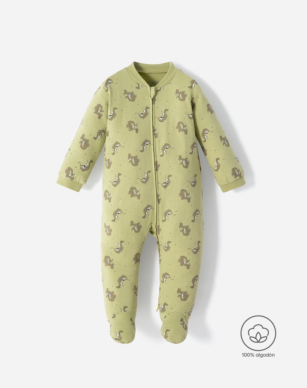 Pijama regular fit manga larga verde
