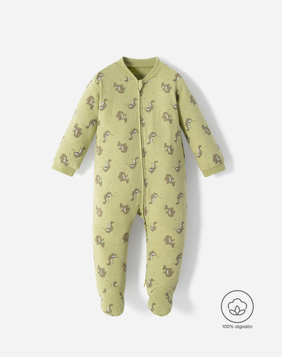 Pijama regular fit manga larga verde