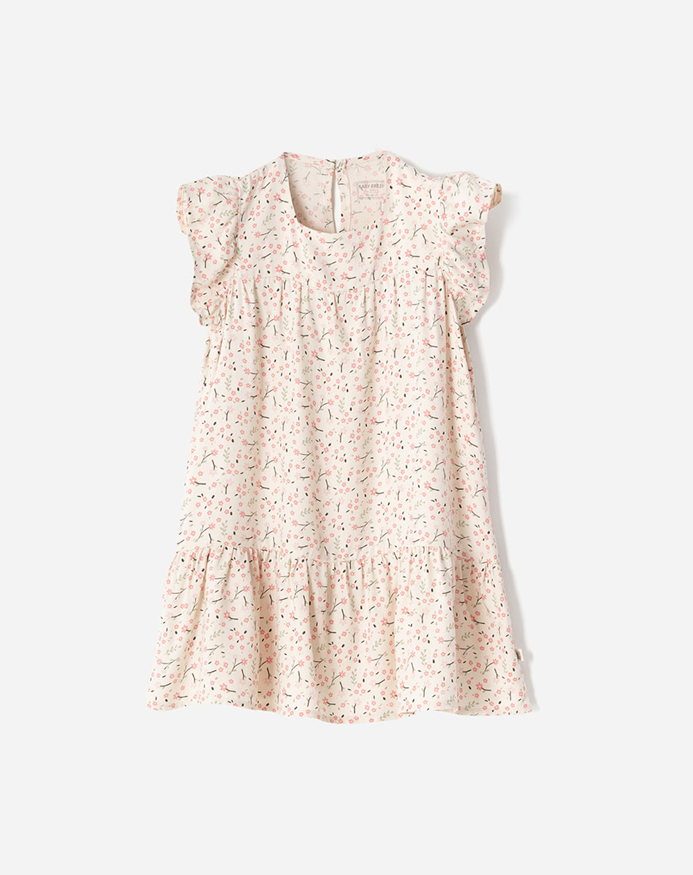 Vestido medio beige estampado