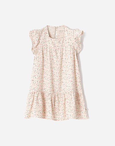 Vestido medio beige estampado