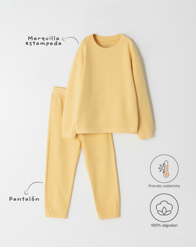 Conjunto pantalon largo manga larga amarillo