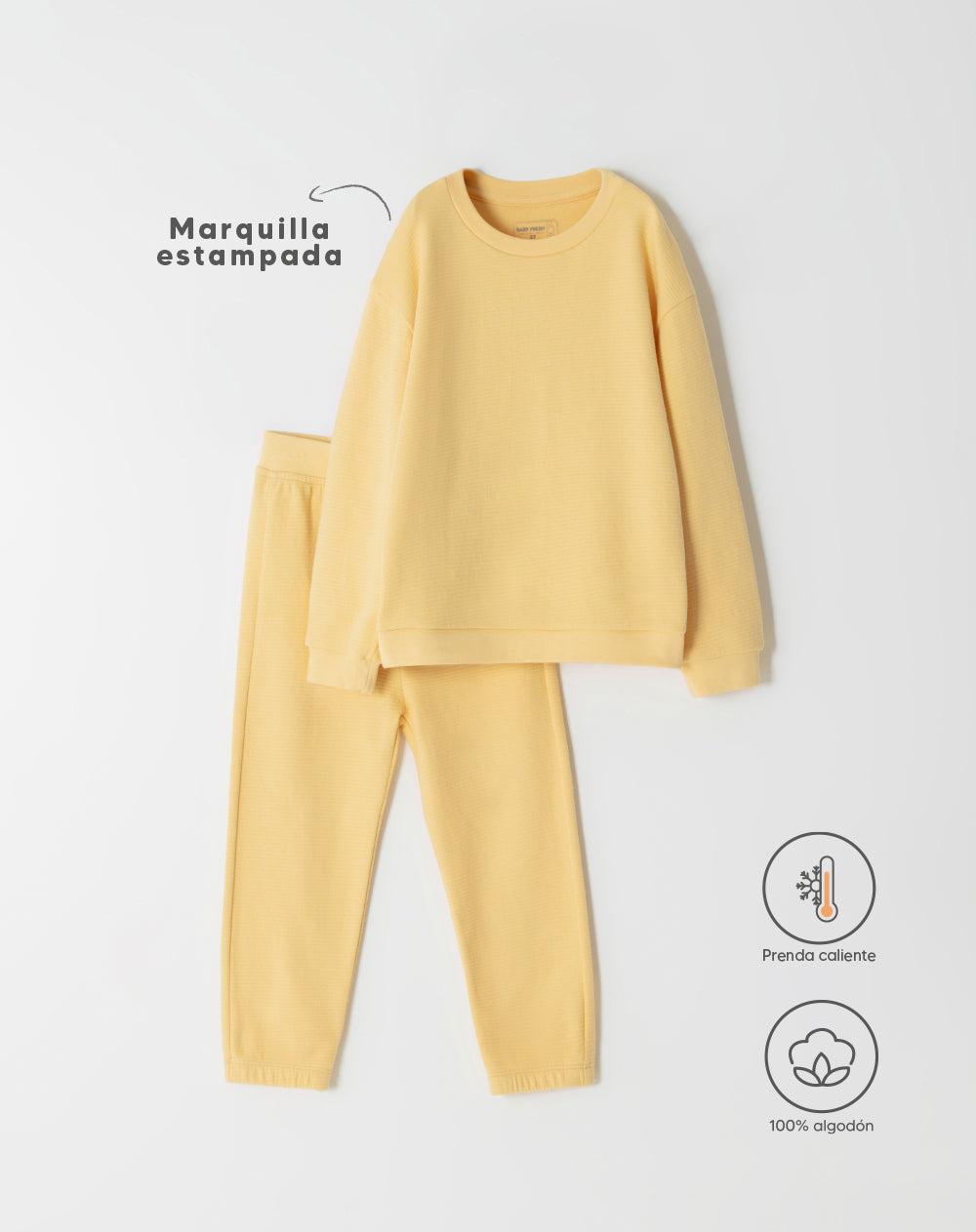 Conjunto pantalon largo manga larga amarillo