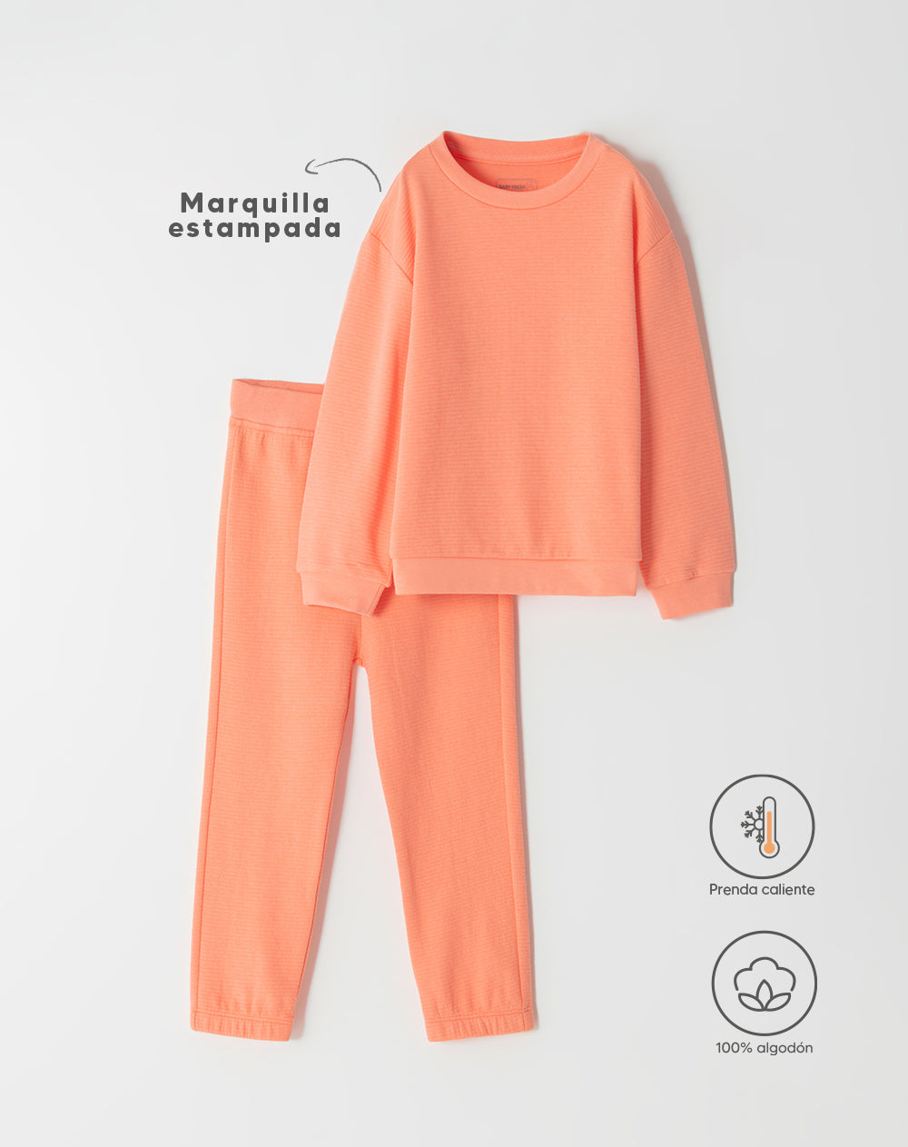 Conjunto pantalon largo manga larga coral