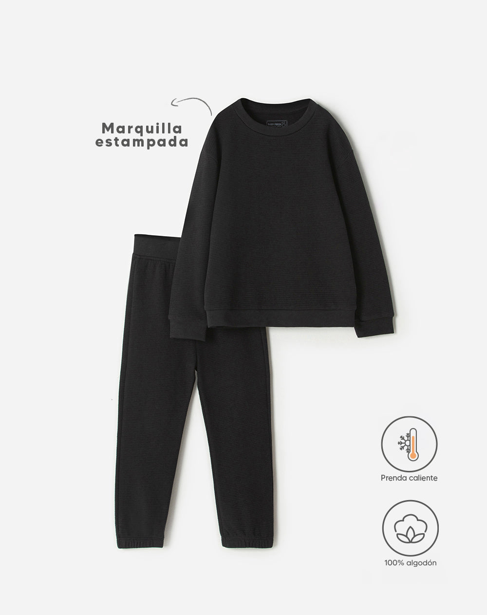 Conjunto pantalon largo manga larga negro