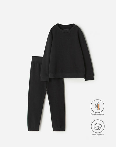 Conjunto pantalon largo manga larga negro