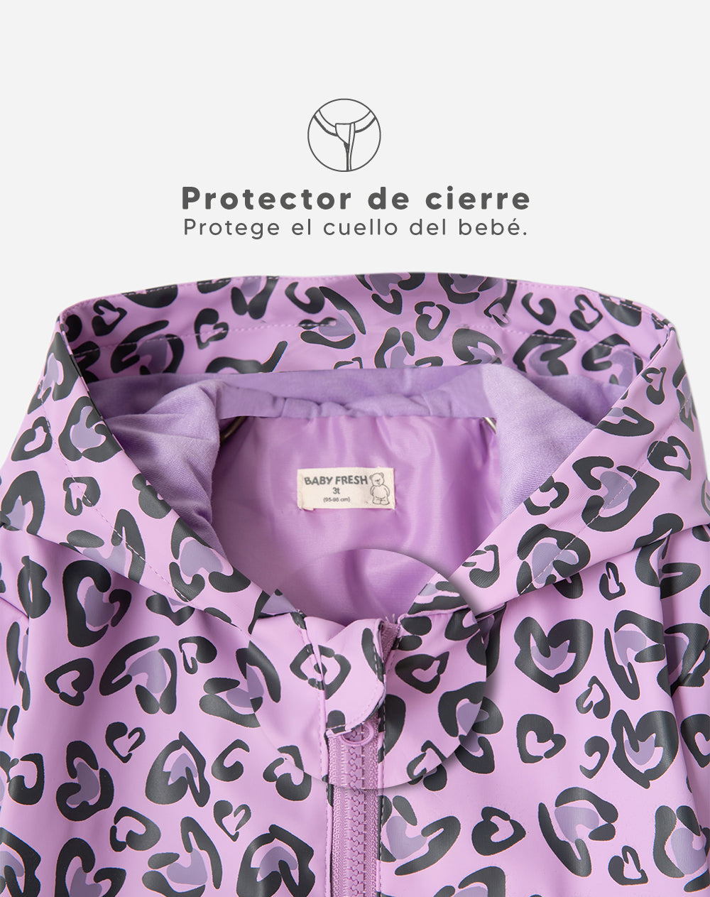 Chaqueta regular fit con capucha lila estampado