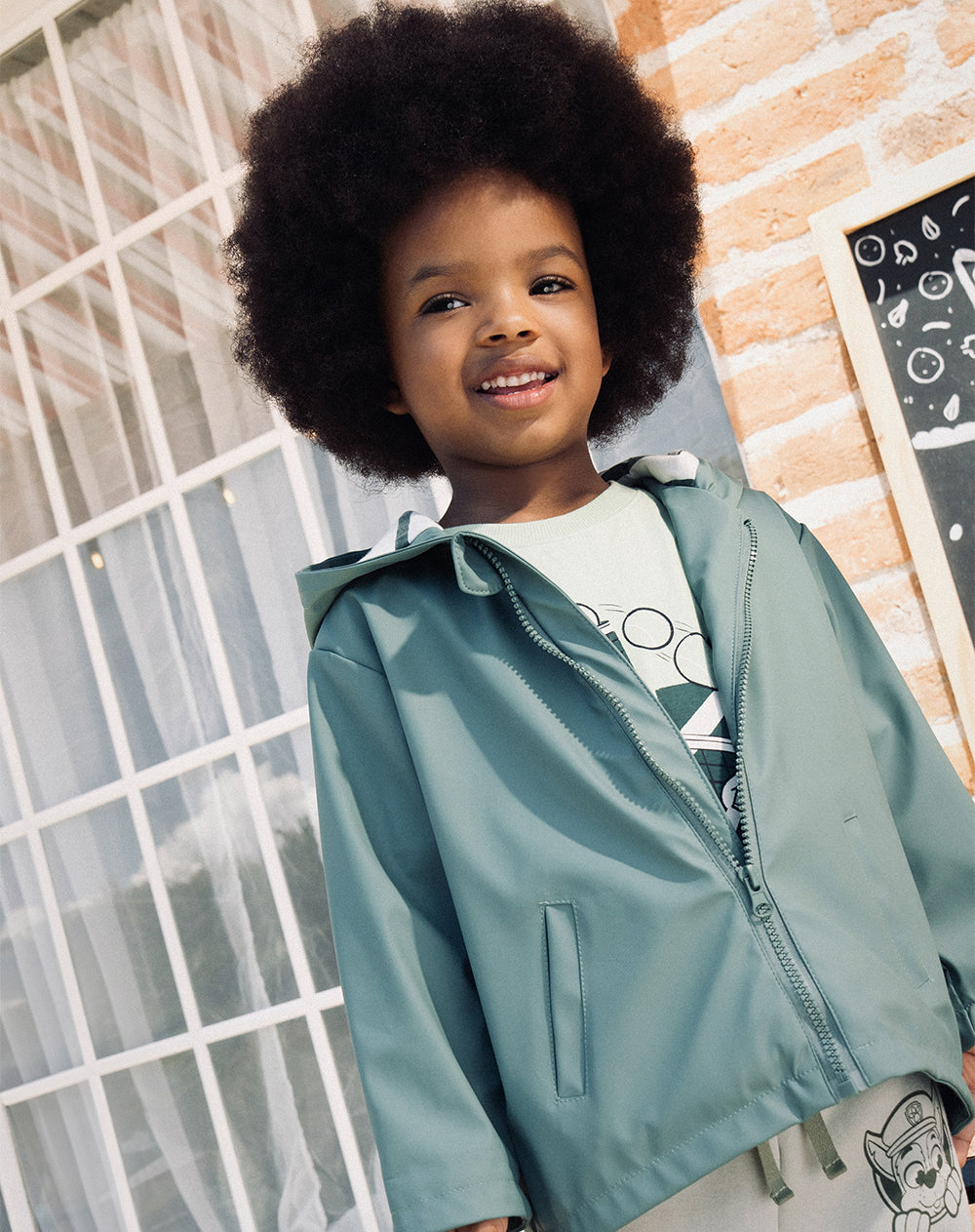 Chaqueta parka repelente al agua verde niño