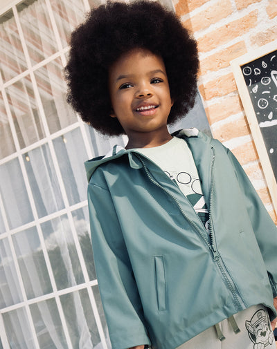 Chaqueta parka repelente al agua verde niño