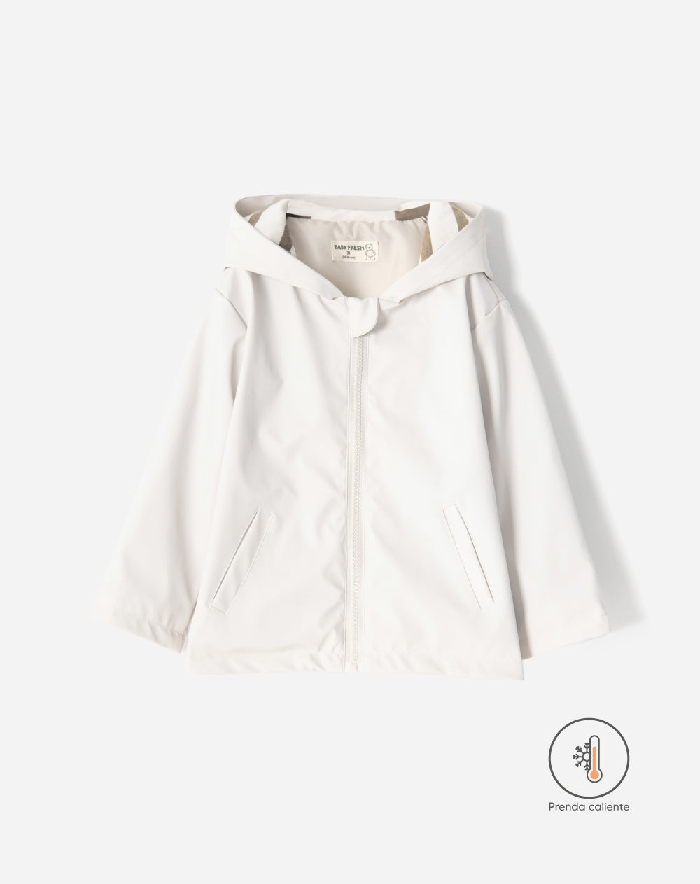 Chaqueta regular fit con capucha crema