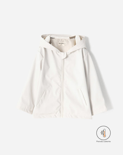 Chaqueta regular fit con capucha crema