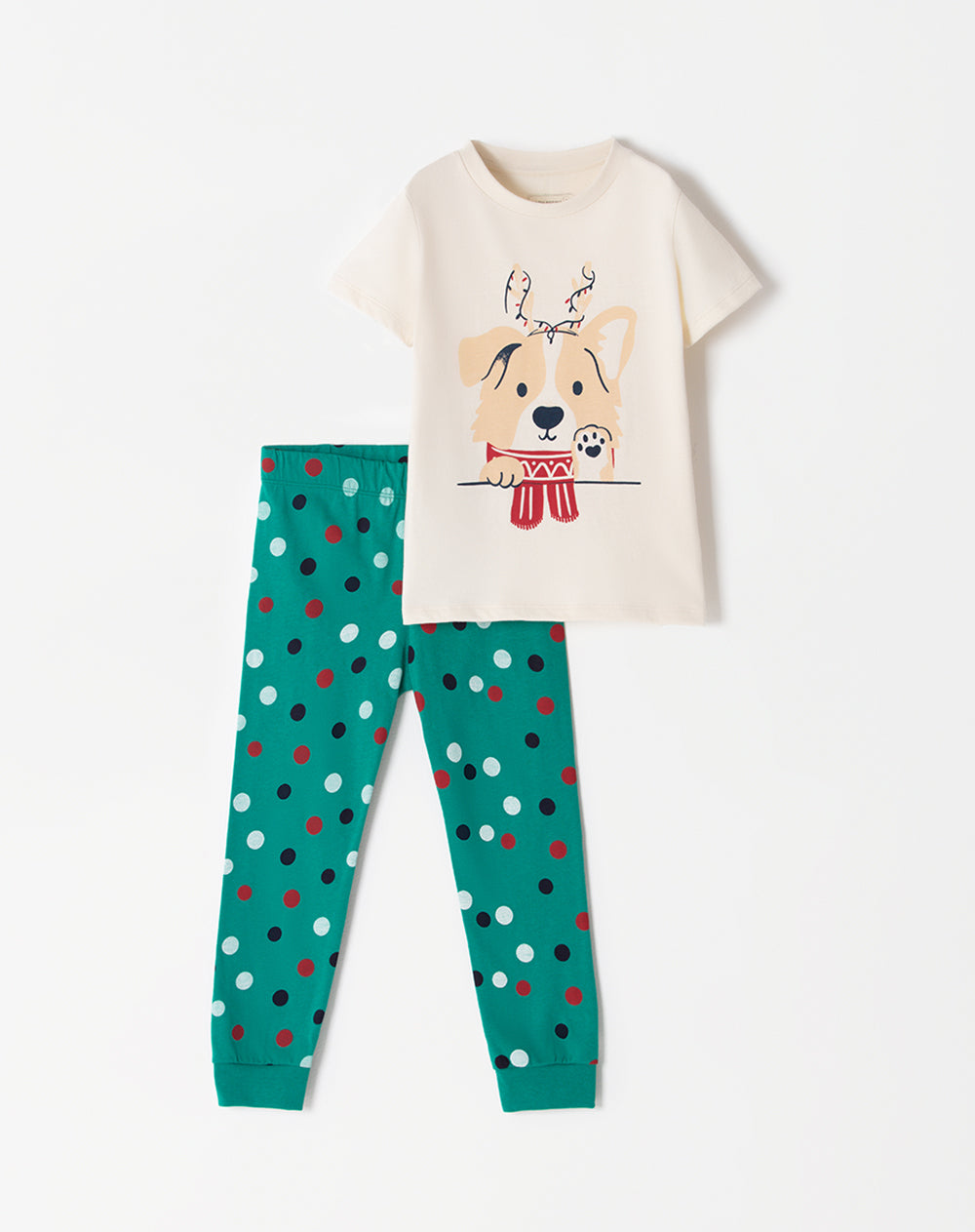 Pijama de navidad verde estampada
