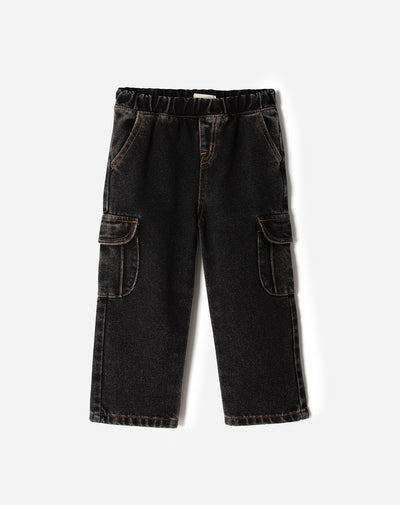 Jean regular fit tiro medio denim negro