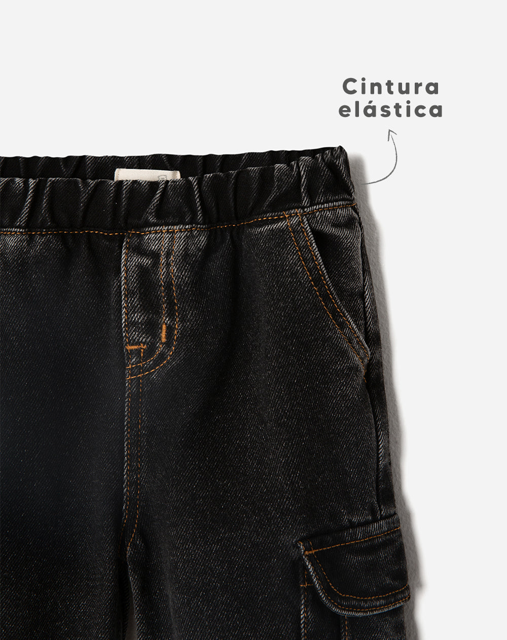 Jean cargo negro niño