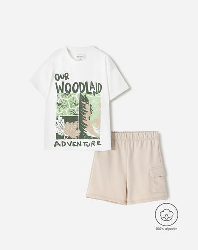 Conjunto niño camiseta + bermuda algodón