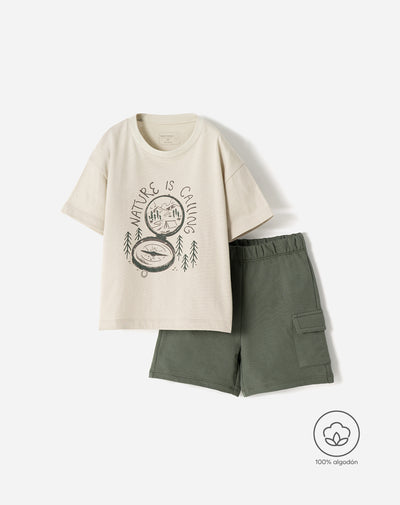 Conjunto camiseta + bermuda algodón niño