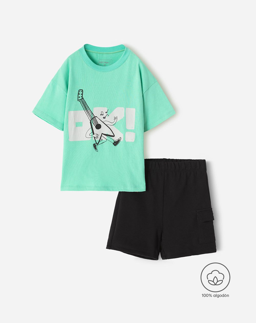 Conjunto pantalon corto manga corta verde