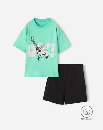 Conjunto niño camiseta + bermuda algodón