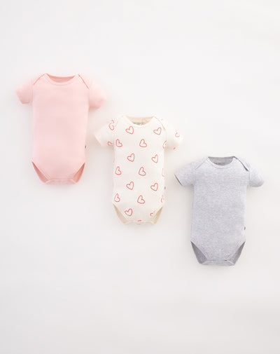 3 bodys cuello redondo manga corta surtido