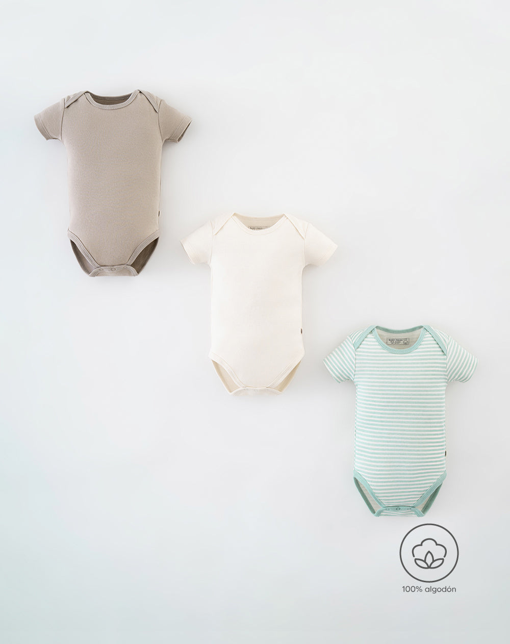 3 bodys cuello redondo manga corta surtido