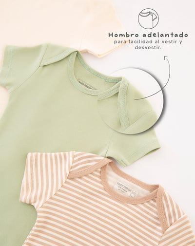 3 bodies cuello redondo manga corta surtidos