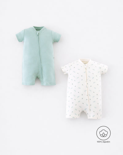Pijama algodón protector cierre x2unds surtida bebé unisex