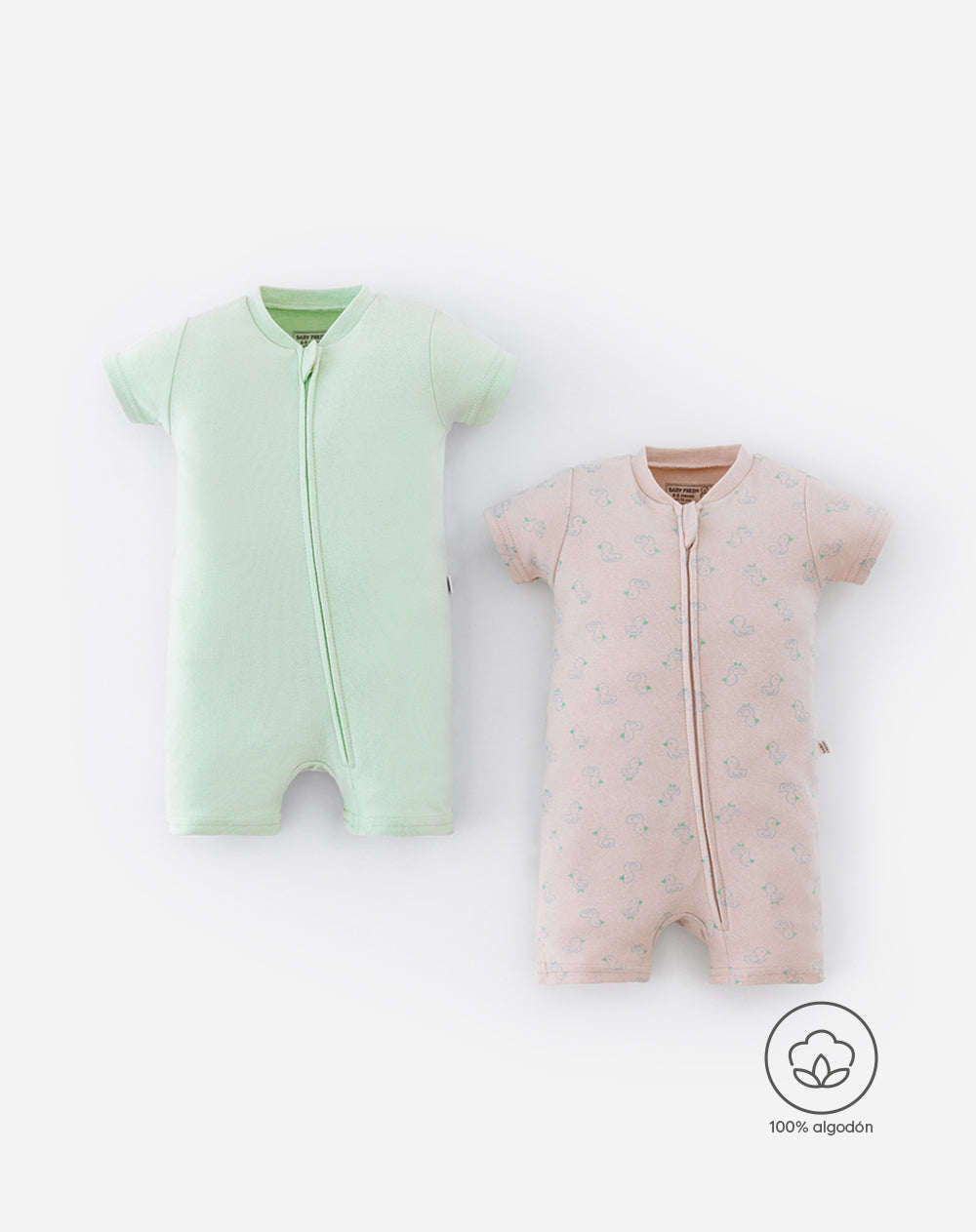 Pijama bebé unisex x2 algodón manga corta surtida