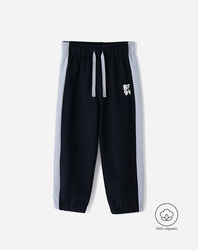 Jogger regular algodón negro niño