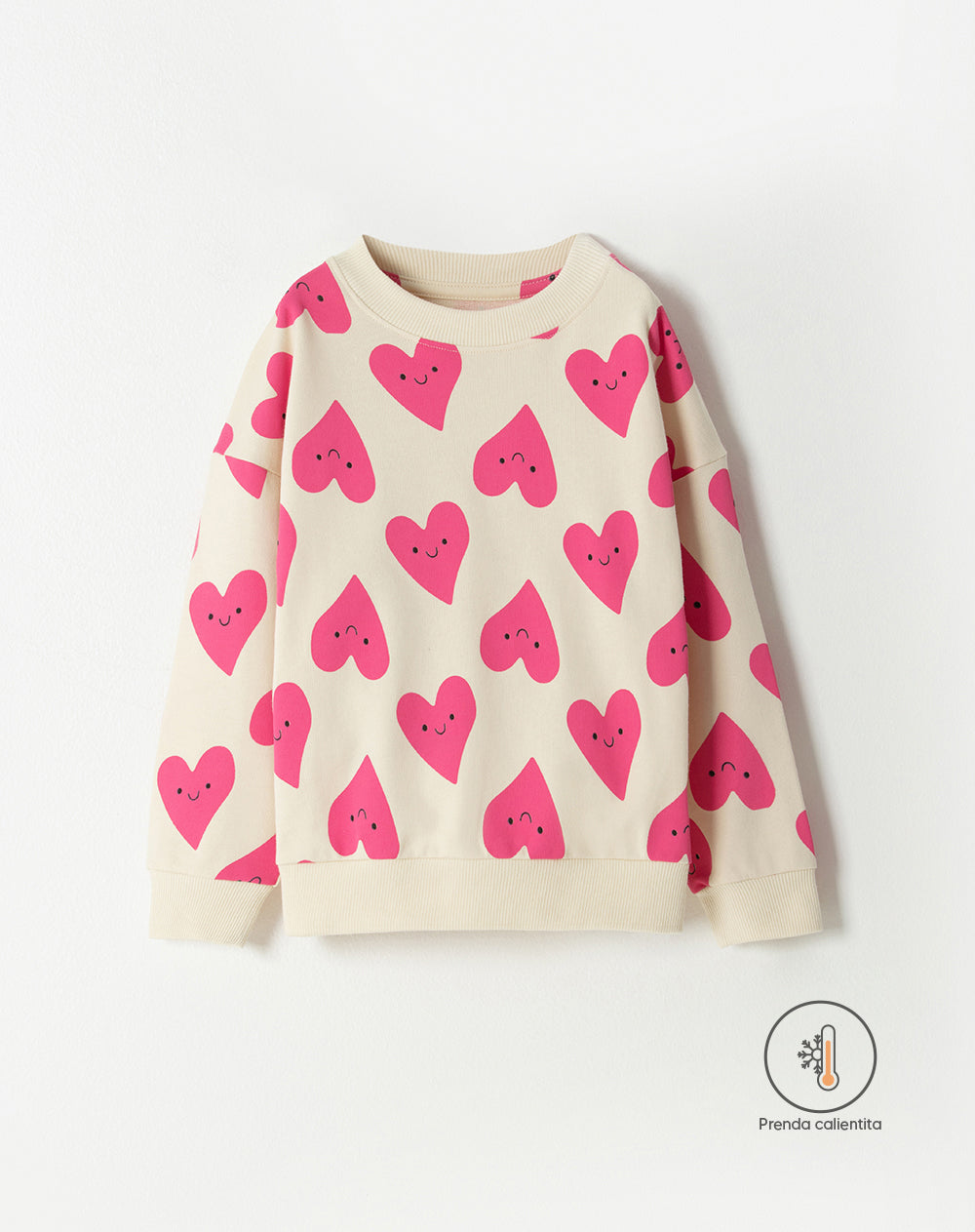 Buzo loose fit crema estampado