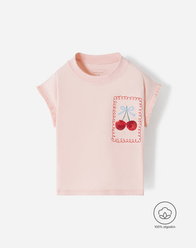 Camiseta regular aplique lentejuelas niña