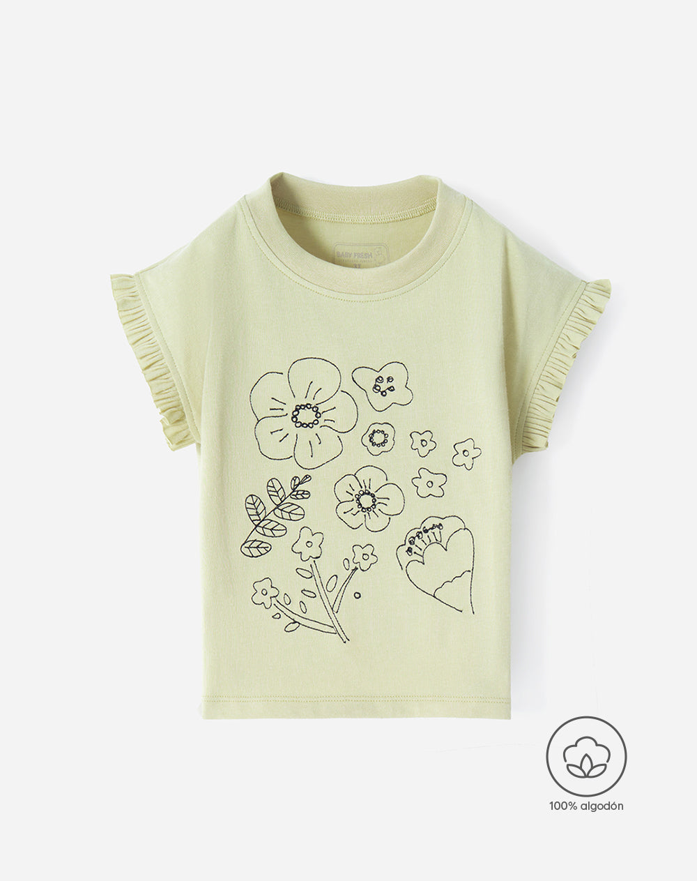 Camiseta regular algodón estampado bordado niña