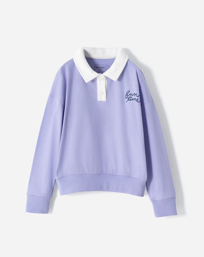 Buzo tipo polo regular lavanda niña
