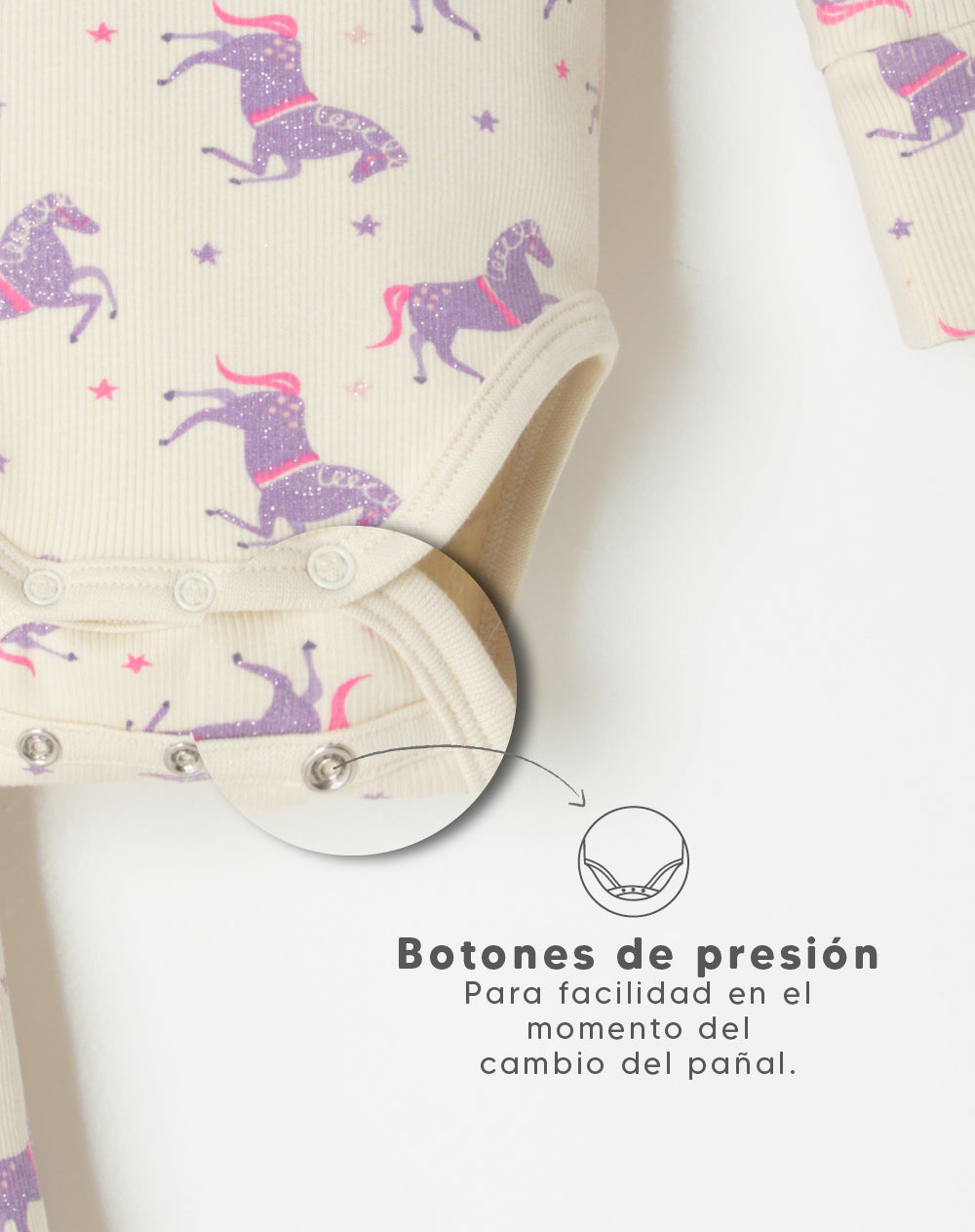 Pijama bebé niña expandible en pies y manos crema unicornios